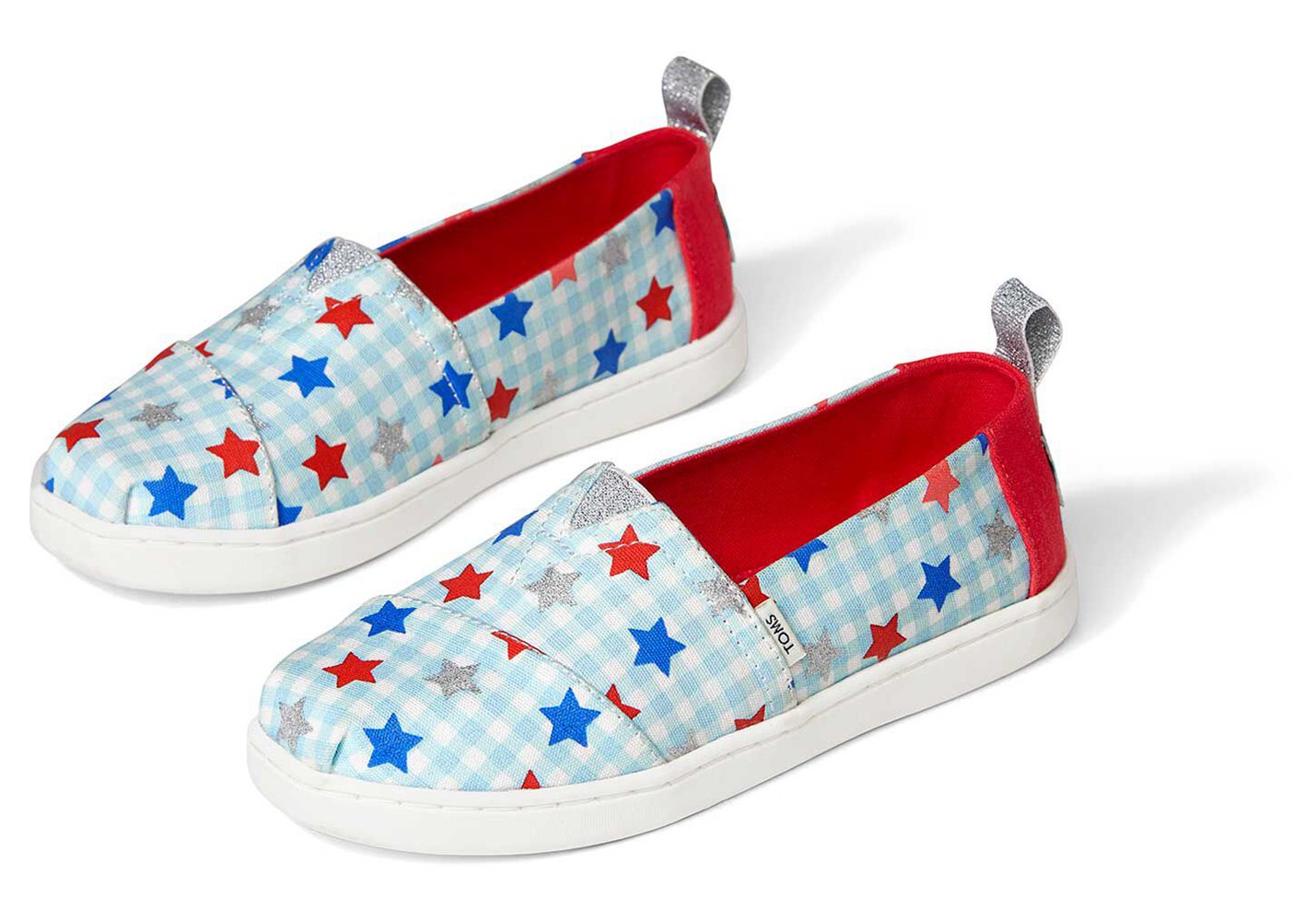 Toms Espadryle Dziecięce Niebieskie/Czerwone - Alpargata Youth Glitter Star - 21DCGJKWP